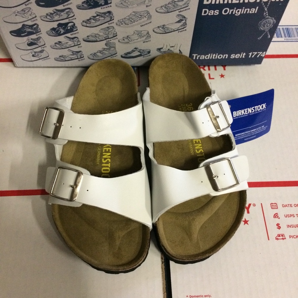 Birkenstock White Arizona Sandals